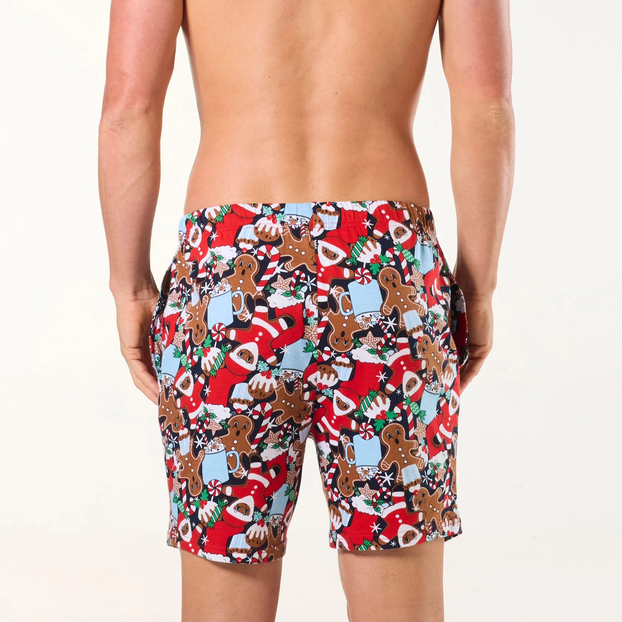 Men's Gingerbread Heaven Cotton Knit Sleep Short - Red