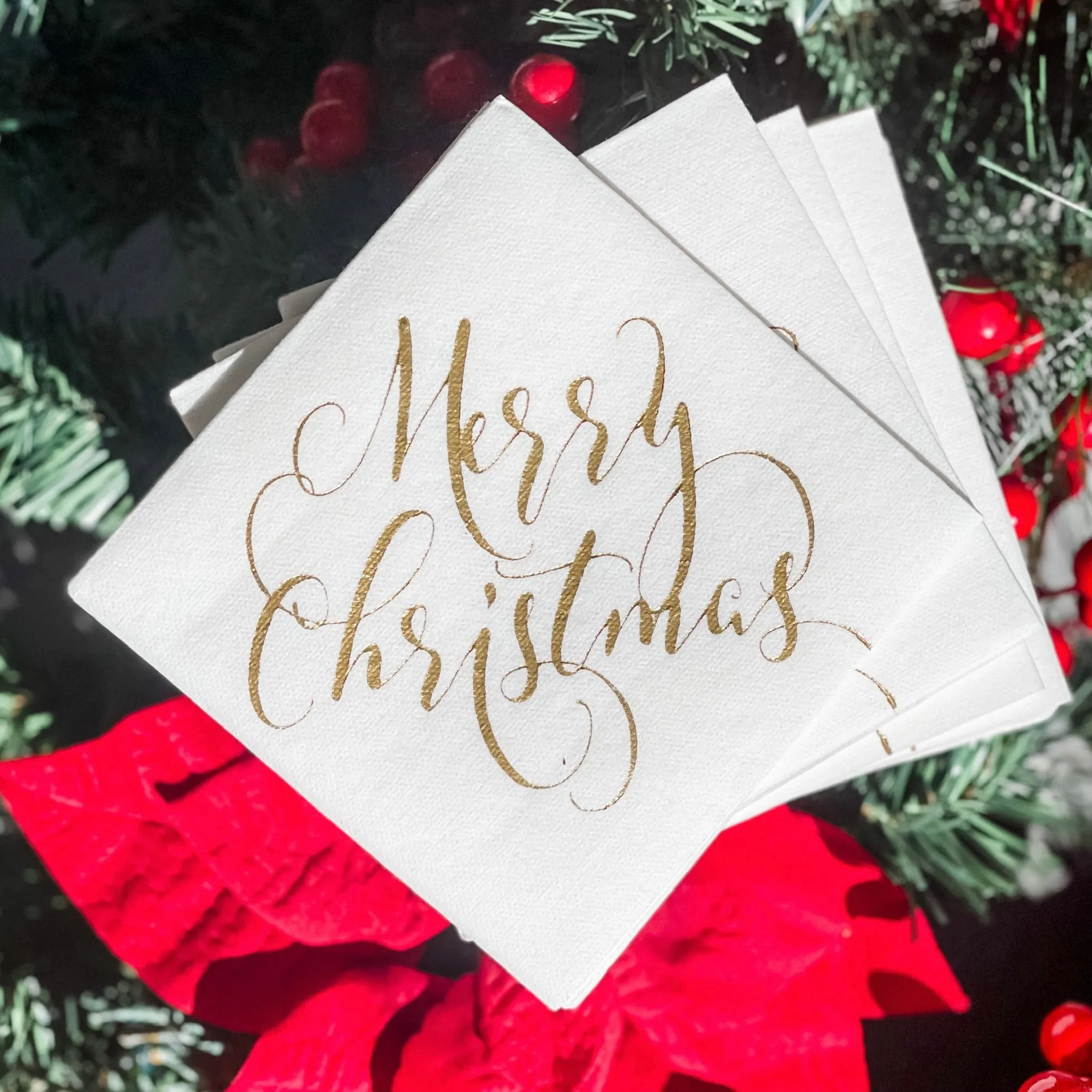 Merry Christmas Linen-Like Napkins