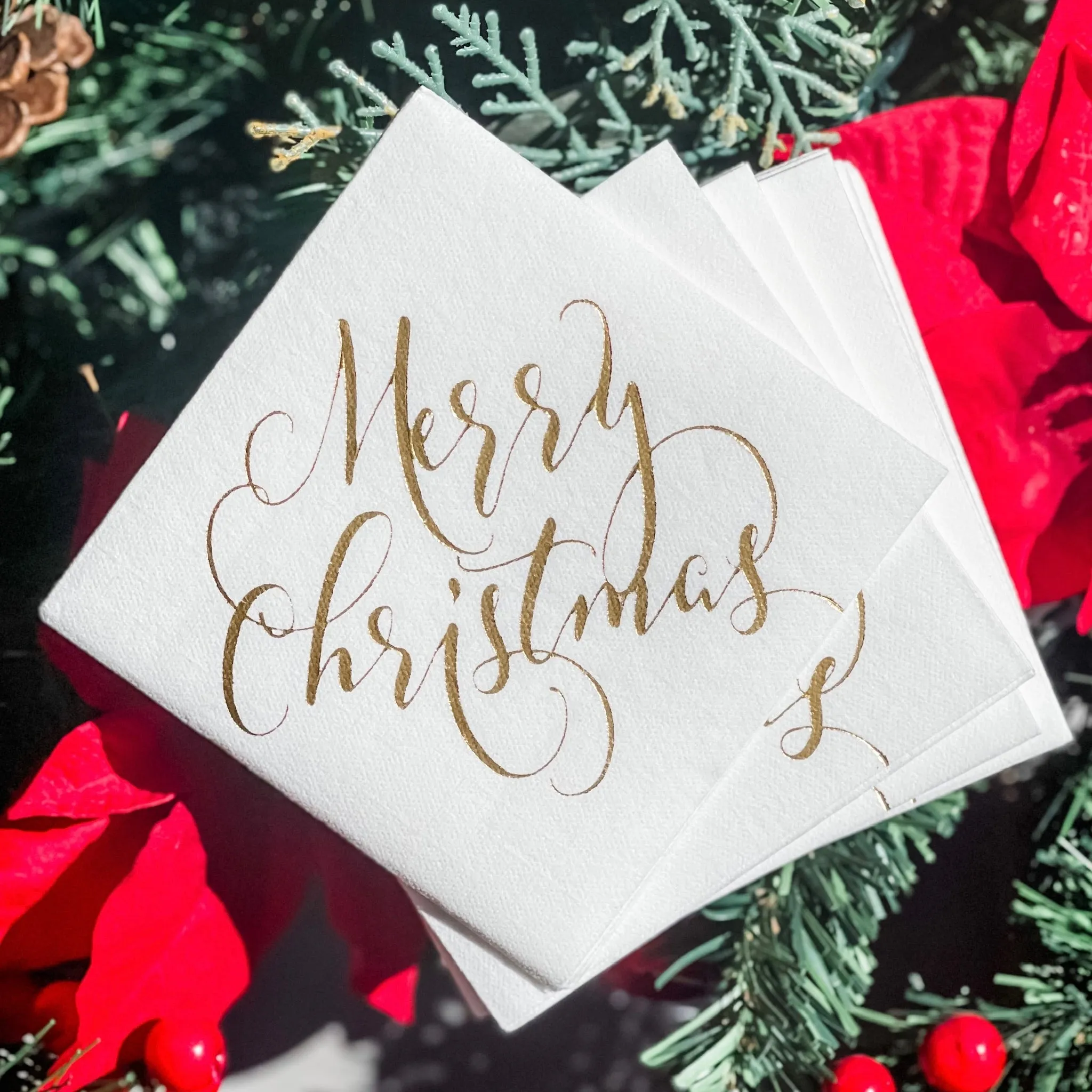 Merry Christmas Linen-Like Napkins