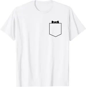 MInimalist Cat In Pocket, Funny Cat In Pocket, Cat T-Shirt