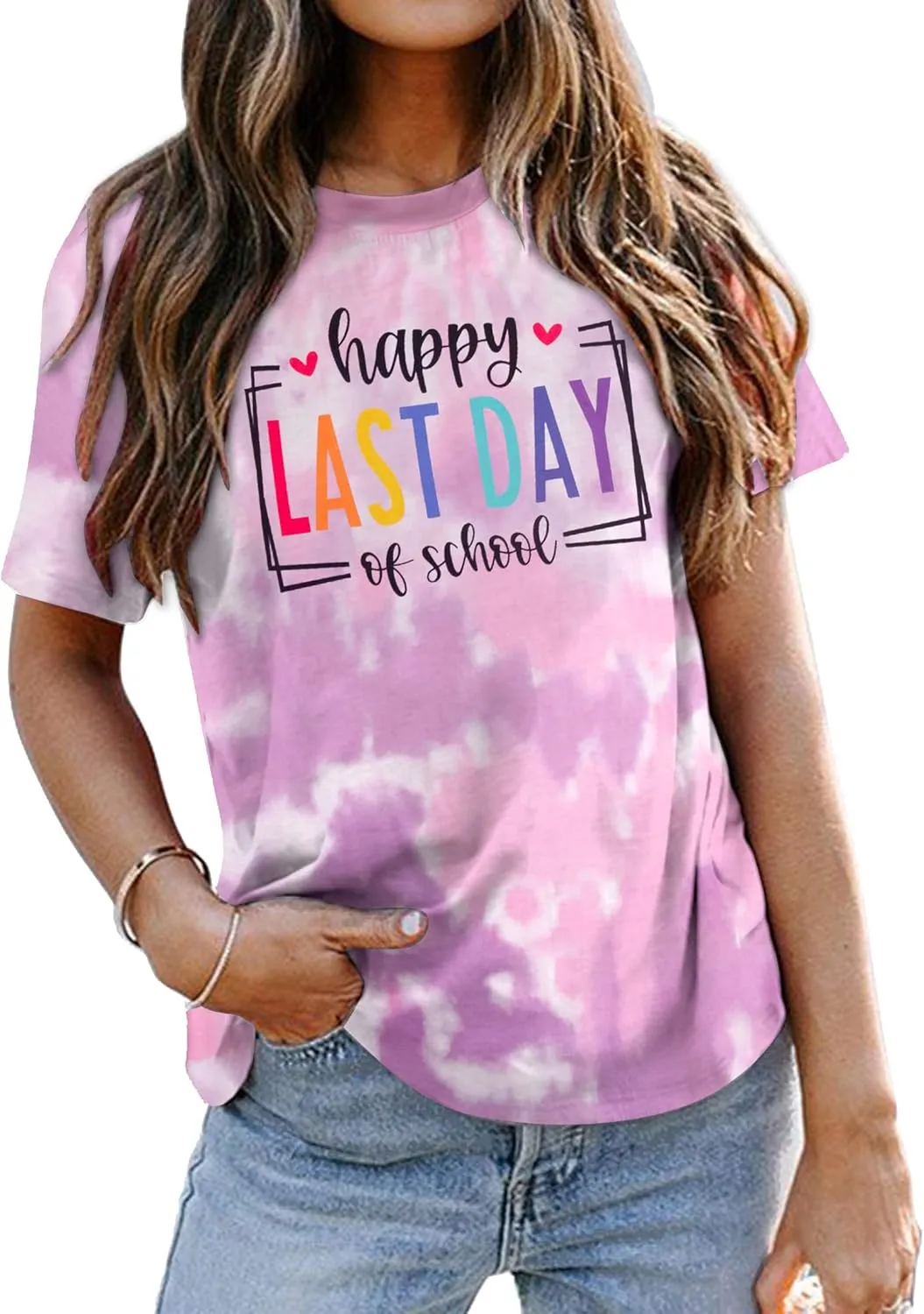 MNLYBABY Happy Last Day of School Shirt Women Teachers Shirt School Graduation Tee Appreciation Gift Teacher Life Top