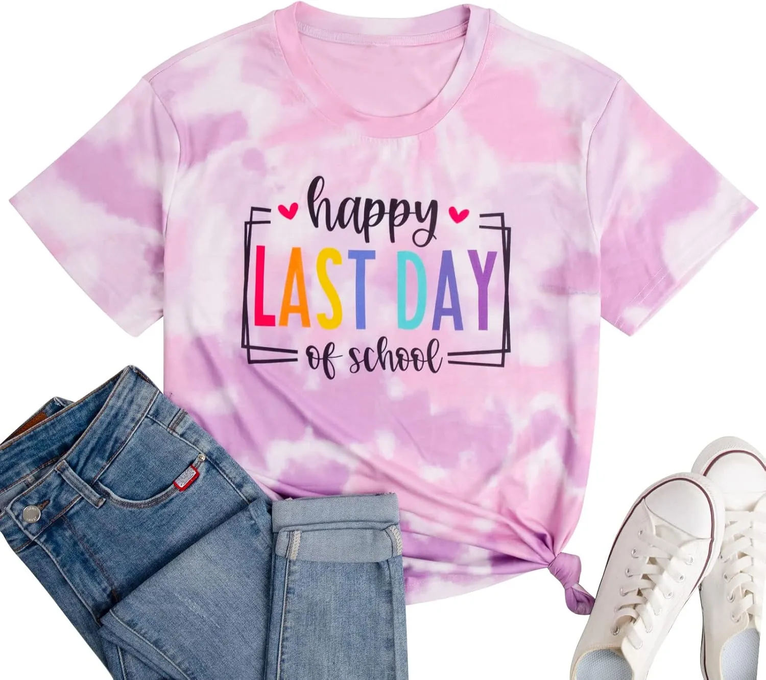 MNLYBABY Happy Last Day of School Shirt Women Teachers Shirt School Graduation Tee Appreciation Gift Teacher Life Top