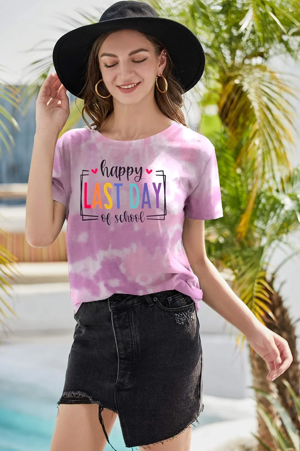 MNLYBABY Happy Last Day of School Shirt Women Teachers Shirt School Graduation Tee Appreciation Gift Teacher Life Top
