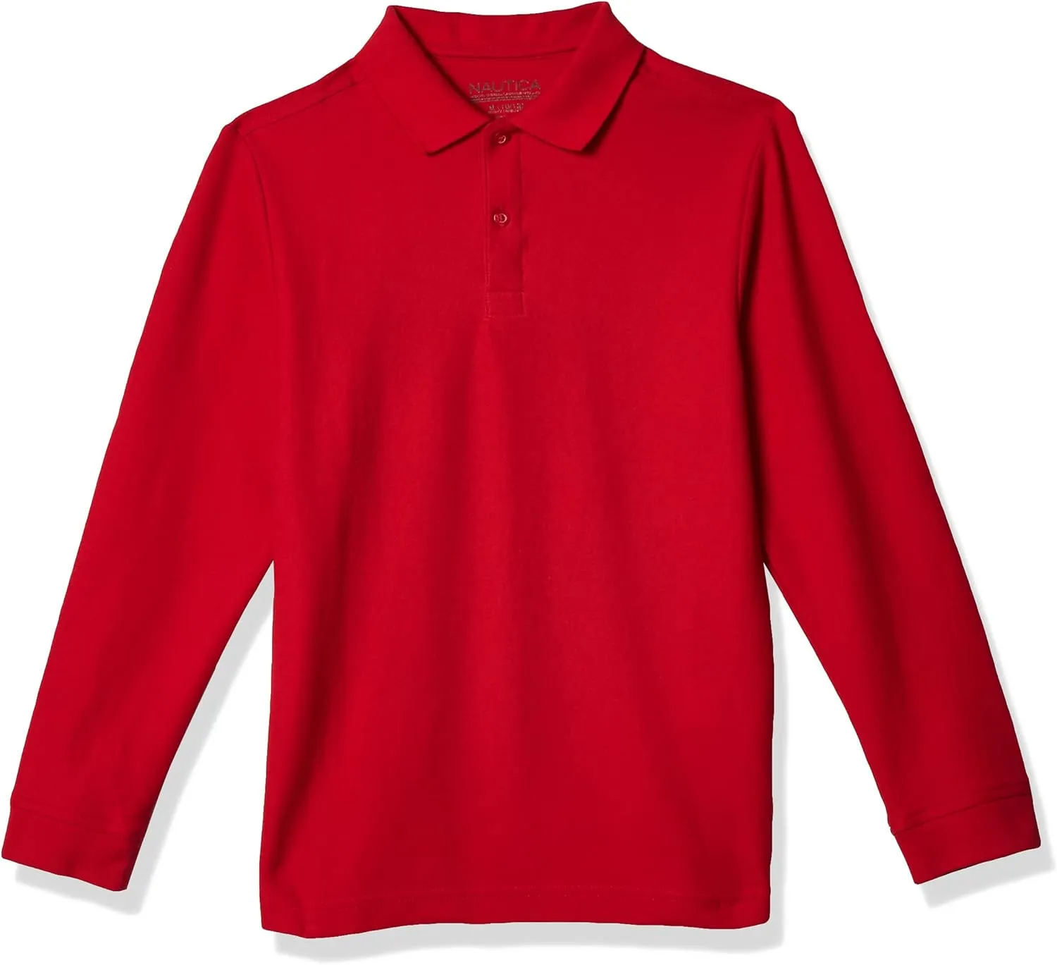 Nautica Boys' School Uniform Long Sleeve Polo Shirt, Button Closure, Comfortable, Breathable Fabric