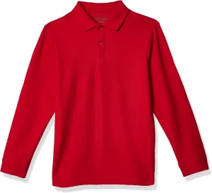 Nautica Boys' School Uniform Long Sleeve Polo Shirt, Button Closure, Comfortable, Breathable Fabric