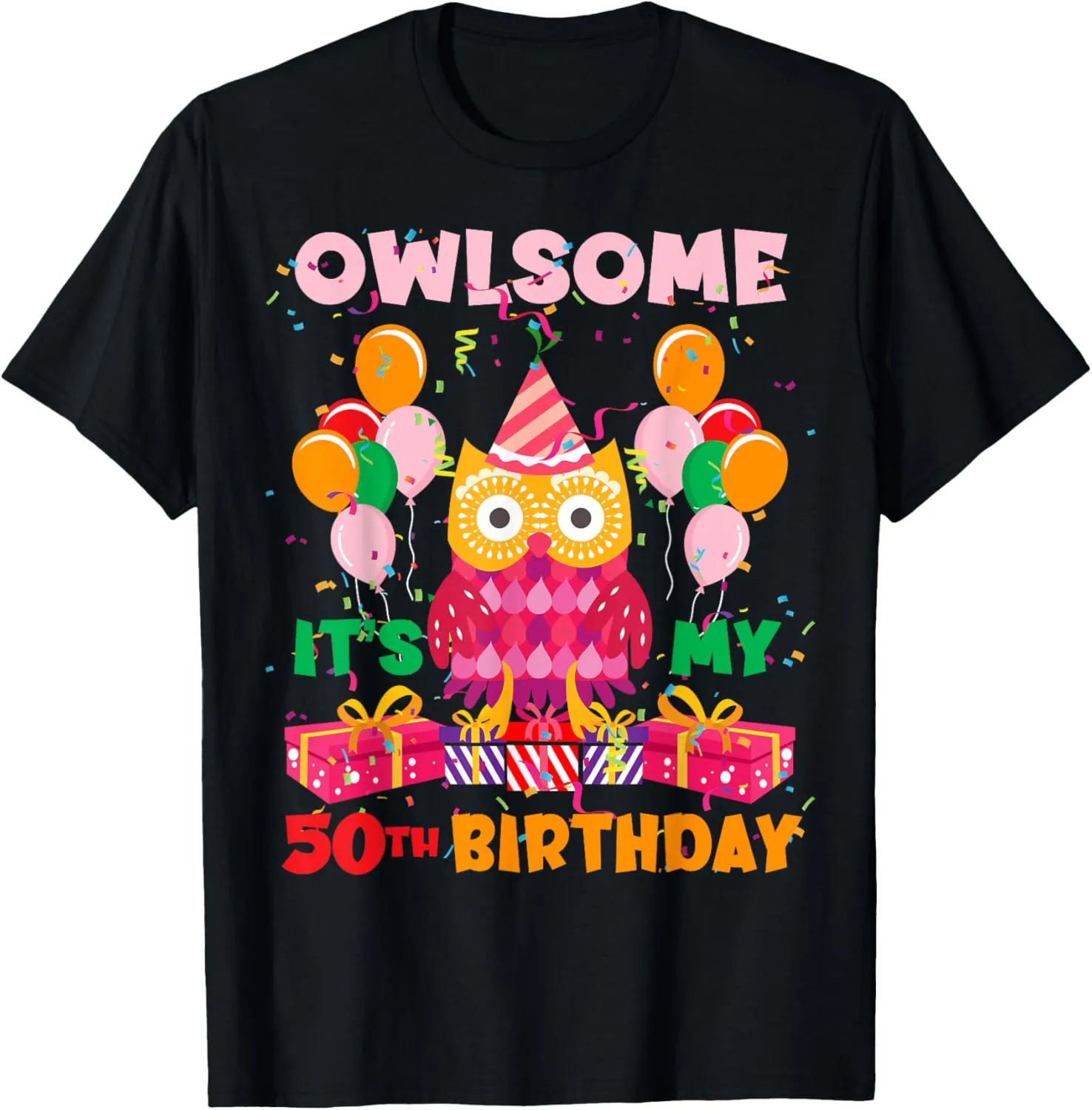 Owl 50th Owlsome Birthday Party Nature Lover Birdwatcher T-Shirt