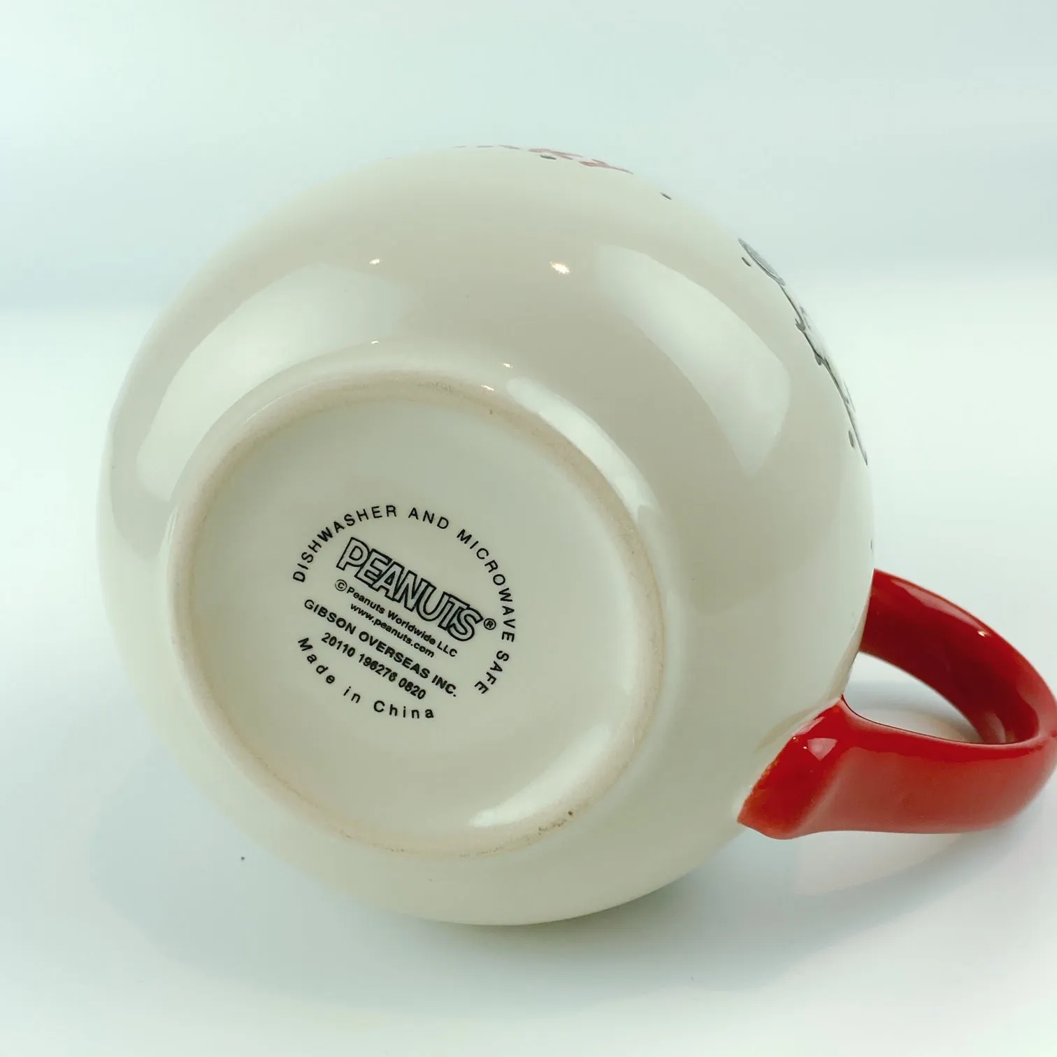 Peanuts Snoopy Merry Happy Faces Ceramic Red Mug 18 oz
