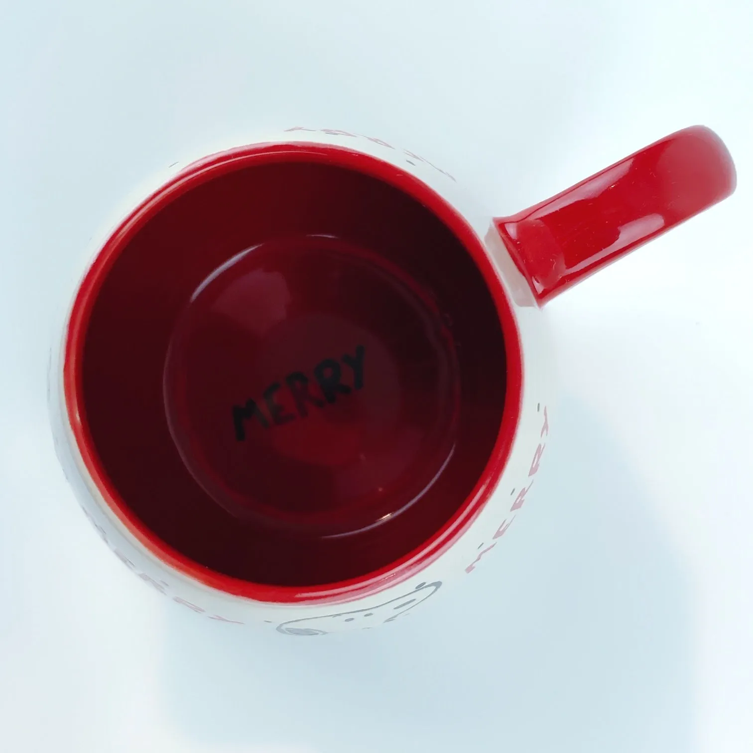 Peanuts Snoopy Merry Happy Faces Ceramic Red Mug 18 oz