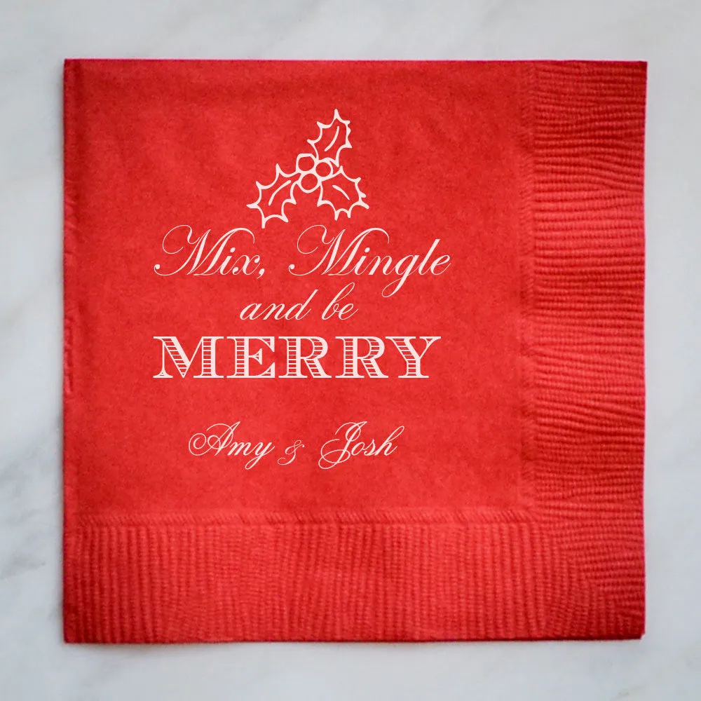Personalized Mix Mingle & Be Merry Napkins