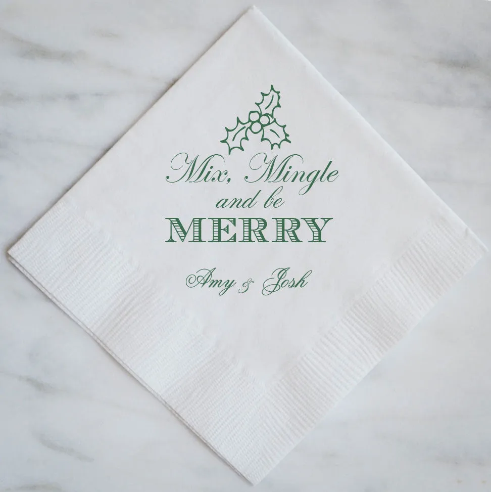 Personalized Mix Mingle & Be Merry Napkins
