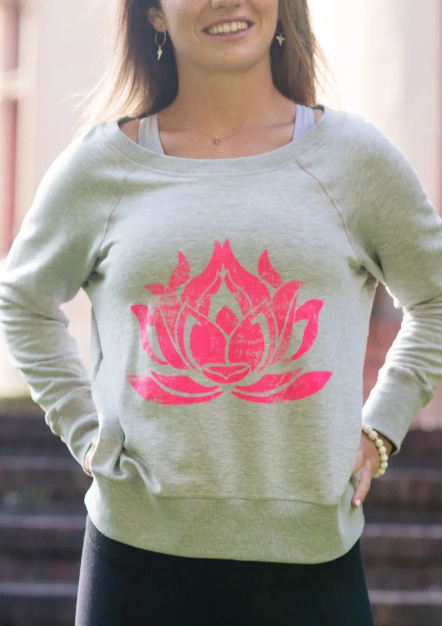 PINK LOTUS Heather Grey Boyfriend Sweatshirt