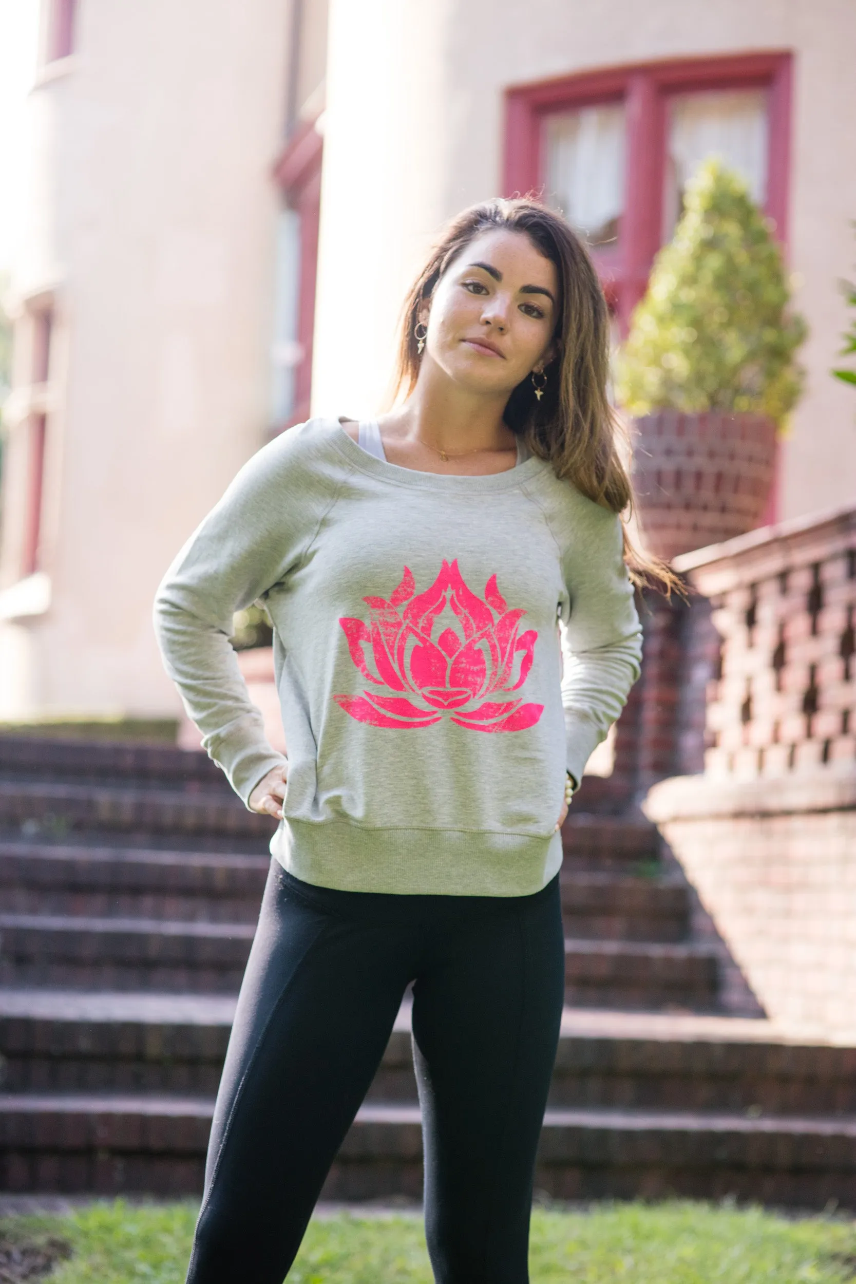 PINK LOTUS Heather Grey Boyfriend Sweatshirt