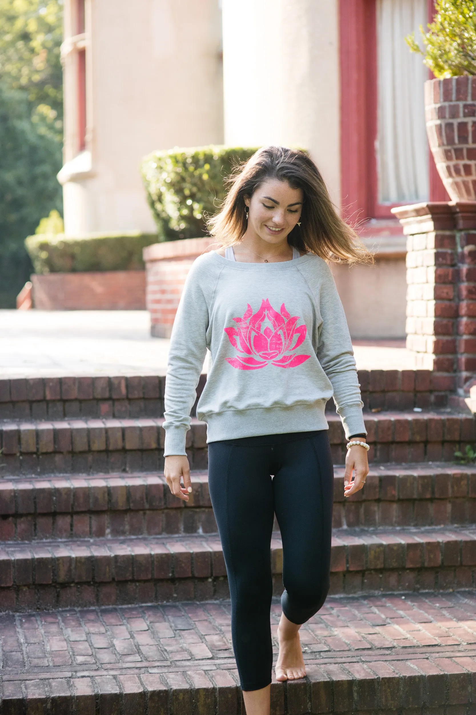 PINK LOTUS Heather Grey Boyfriend Sweatshirt