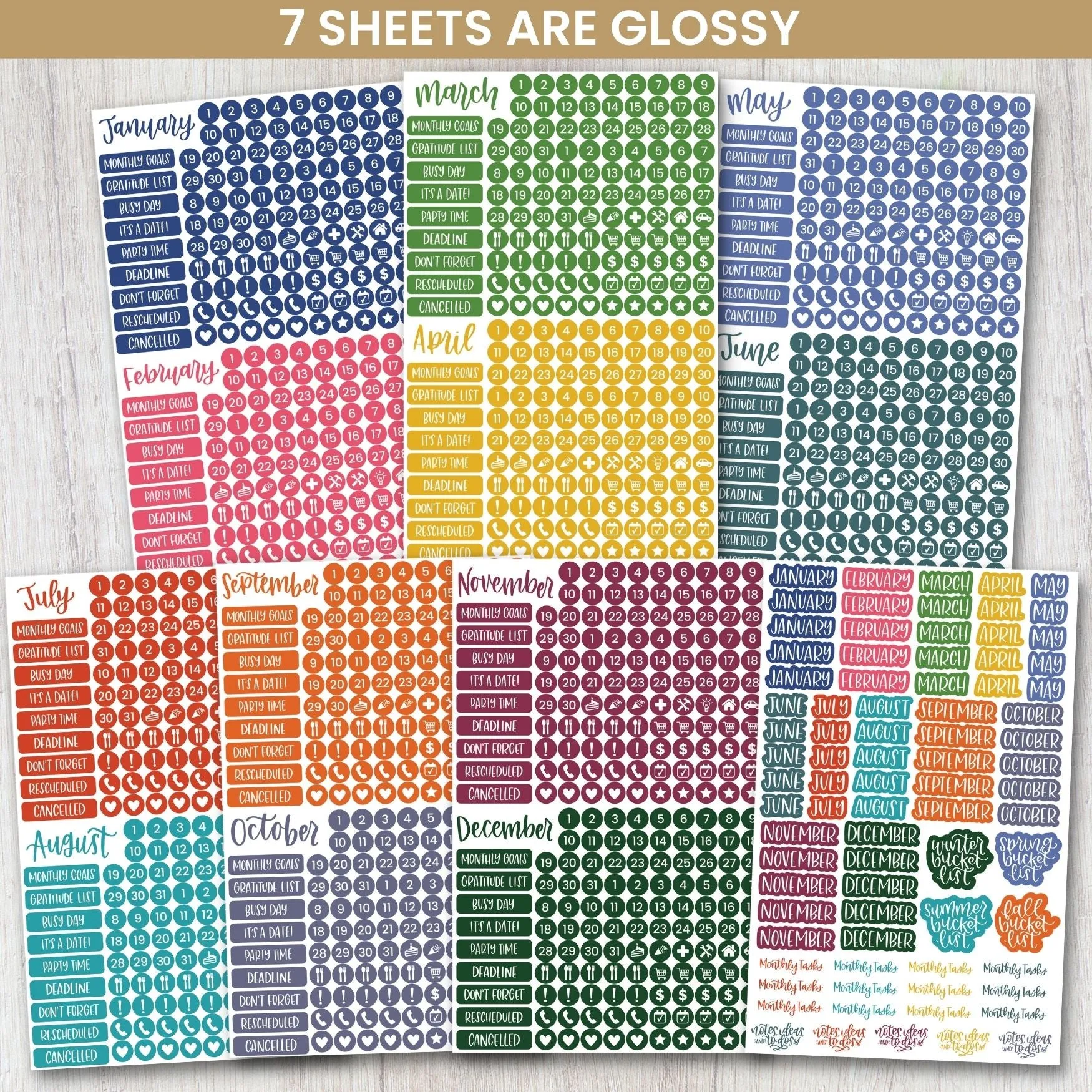 Planner Sticker Pack, Calendar Essentials, Happy Seasons