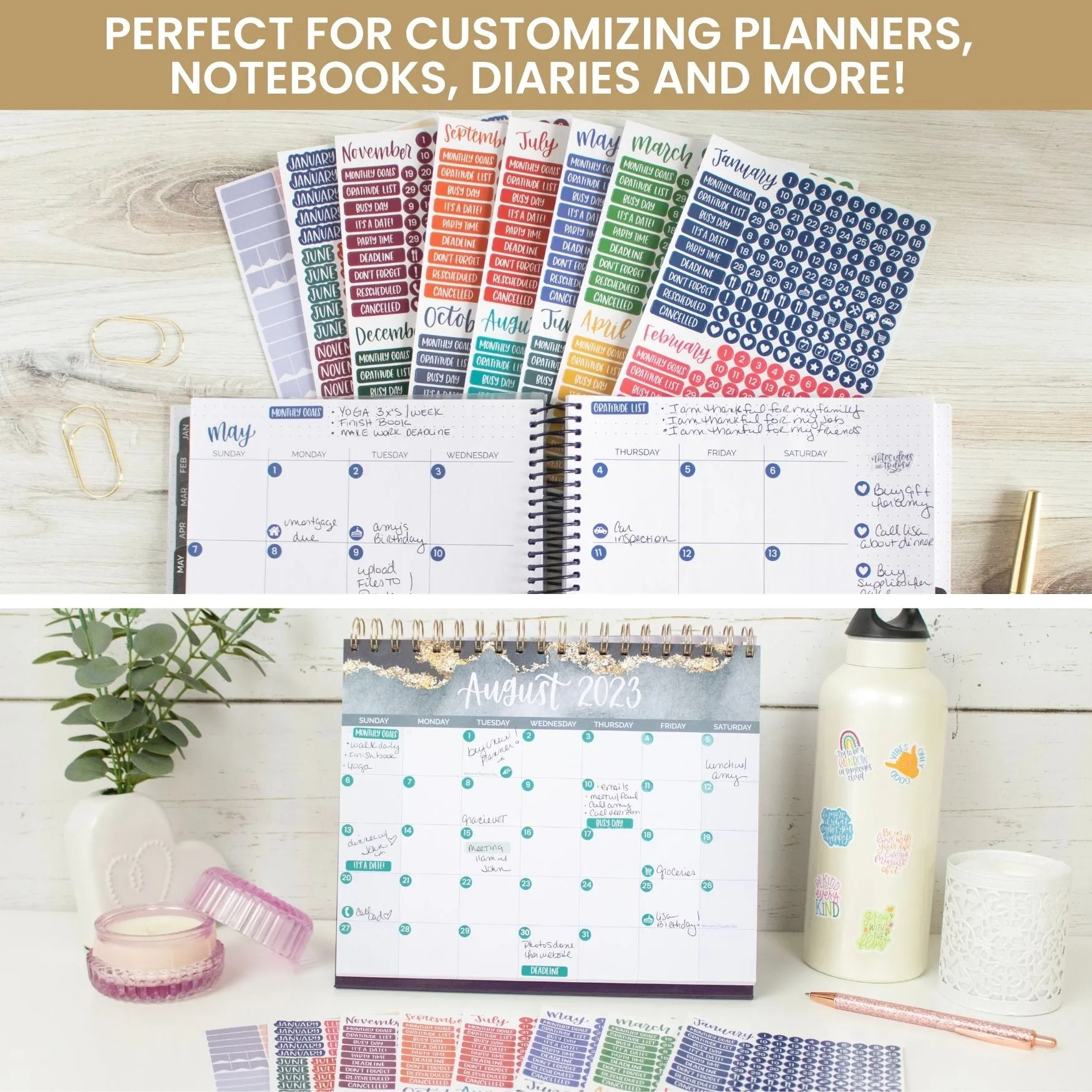 Planner Sticker Pack, Calendar Essentials, Happy Seasons