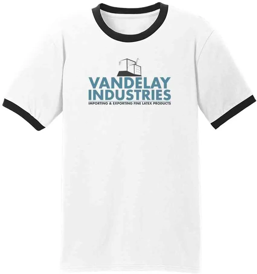 Pop Threads Vandelay Industries Company Logo Retro 90s Graphic Tee T-Shirt for Men