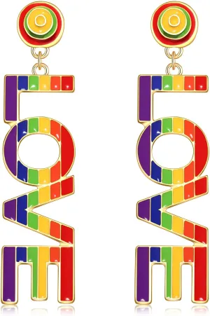 Rainbow Earrings Pride Earrings for Women Letter PRIDE LOVE WINS Dangle Earrings Fun Pride Accessories Pride Month Jewelry Gifts