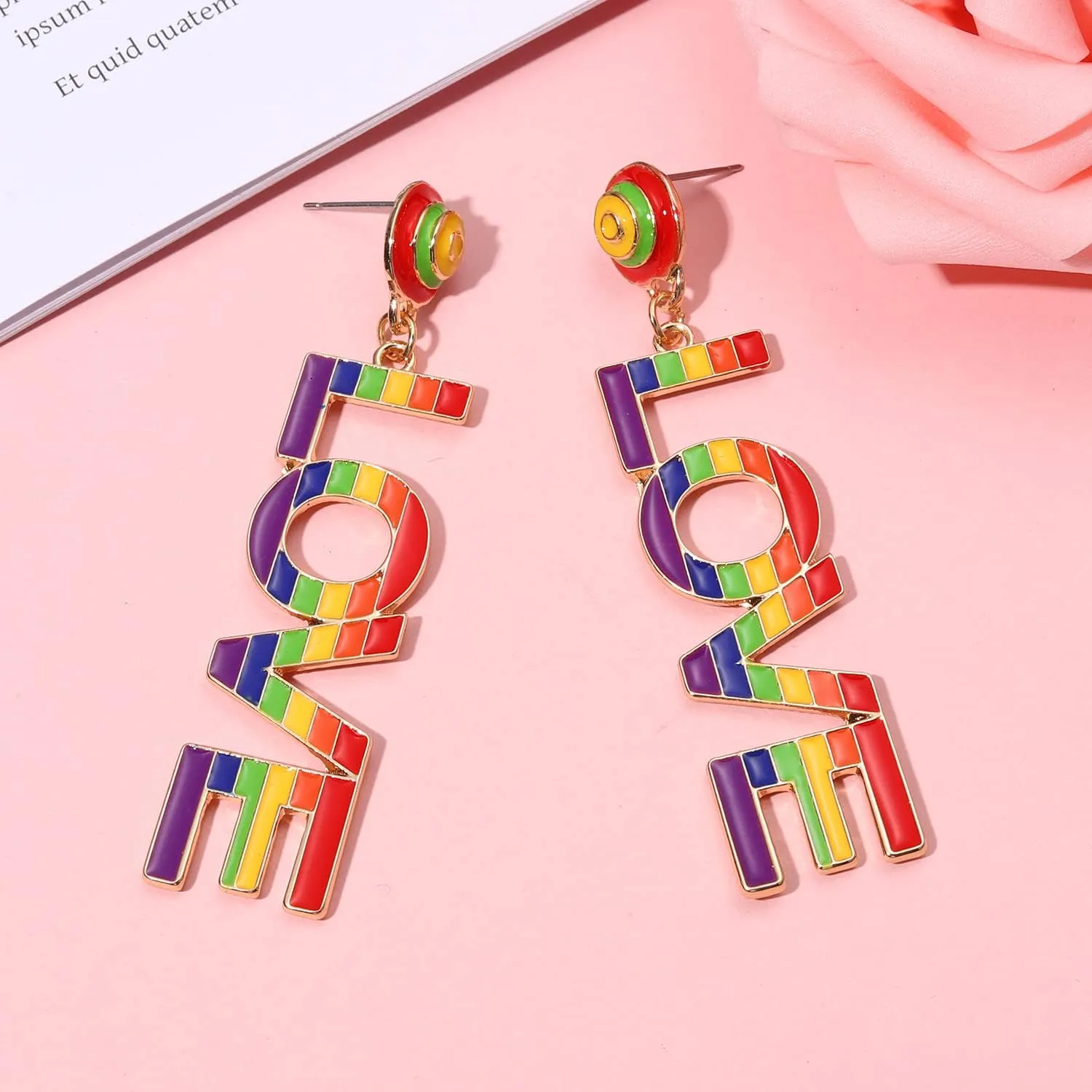 Rainbow Earrings Pride Earrings for Women Letter PRIDE LOVE WINS Dangle Earrings Fun Pride Accessories Pride Month Jewelry Gifts
