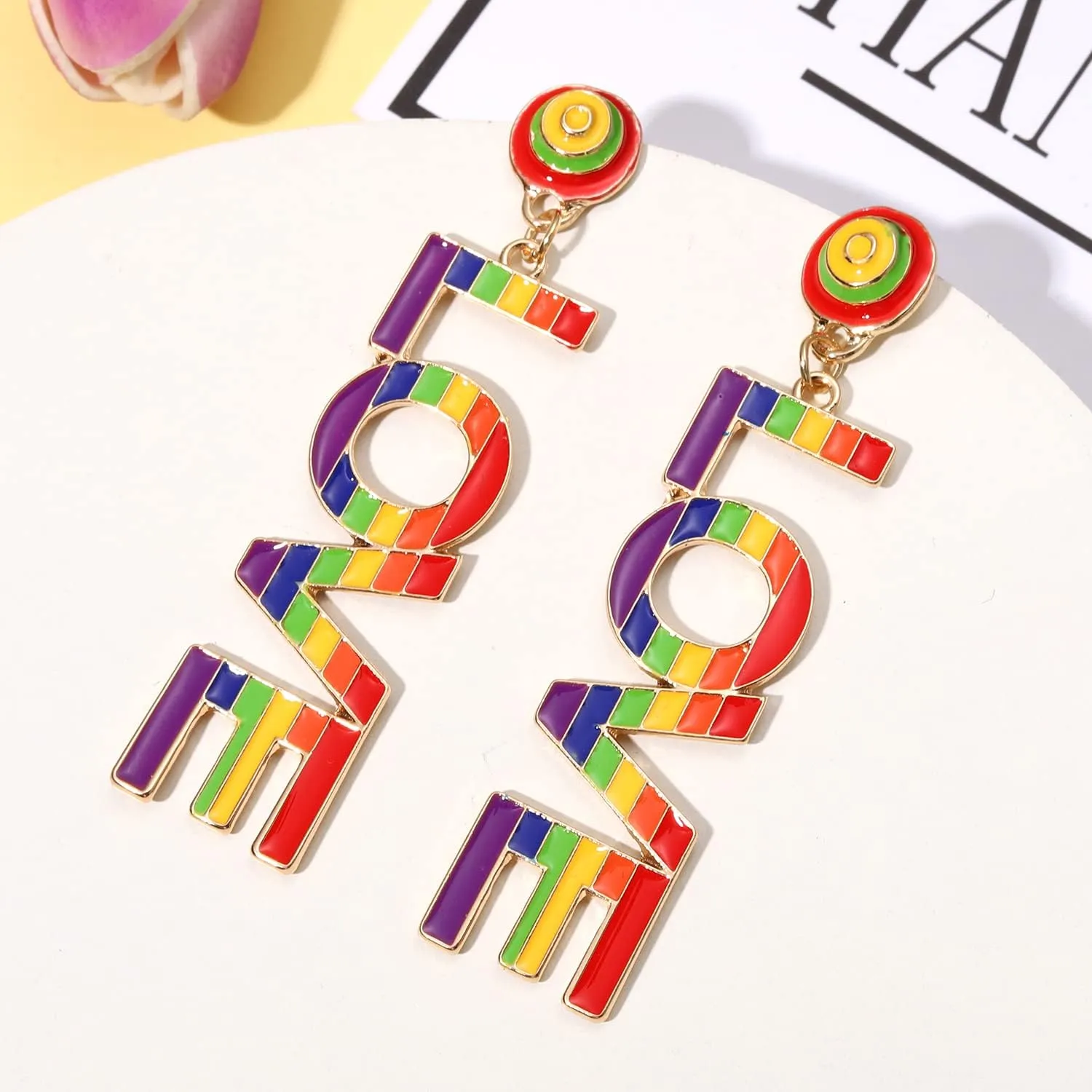 Rainbow Earrings Pride Earrings for Women Letter PRIDE LOVE WINS Dangle Earrings Fun Pride Accessories Pride Month Jewelry Gifts