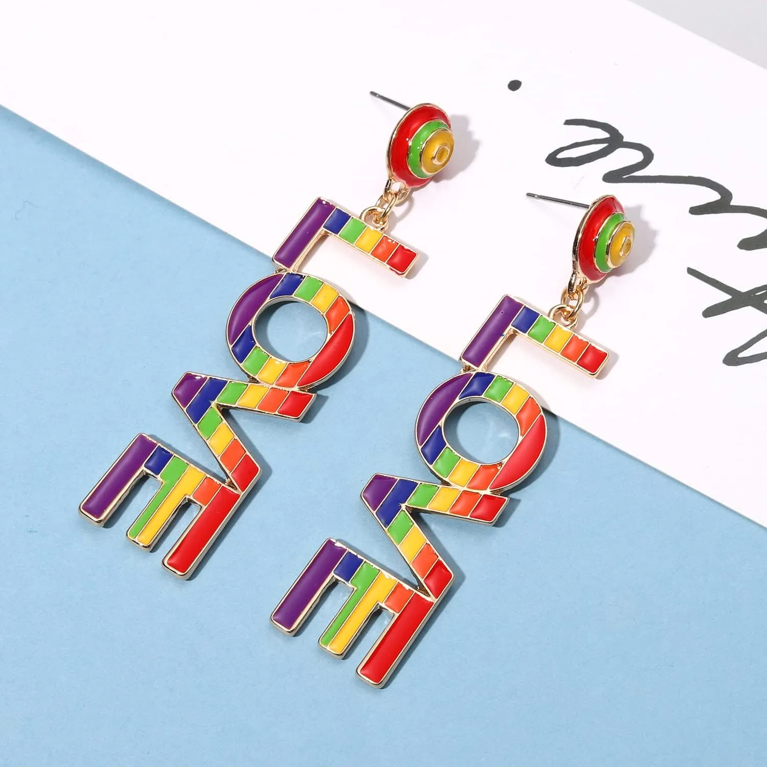 Rainbow Earrings Pride Earrings for Women Letter PRIDE LOVE WINS Dangle Earrings Fun Pride Accessories Pride Month Jewelry Gifts
