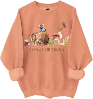 Respect Local Wildlife Sweatshirt, Respect Local Wildlife Crew Neck Shirt Respect The Locals Woodland Animals Top
