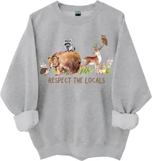 Respect Local Wildlife Sweatshirt, Respect Local Wildlife Crew Neck Shirt Respect The Locals Woodland Animals Top