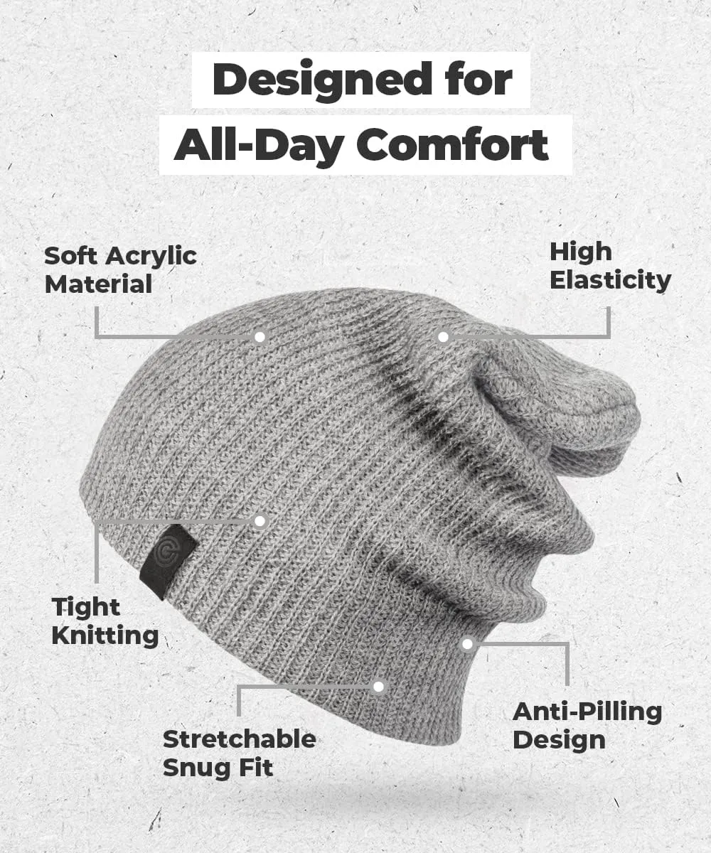 Revony Long Ribbed Beanie - Soft, Warm & Cozy - Perfect Winter Beanie for Men & Women
