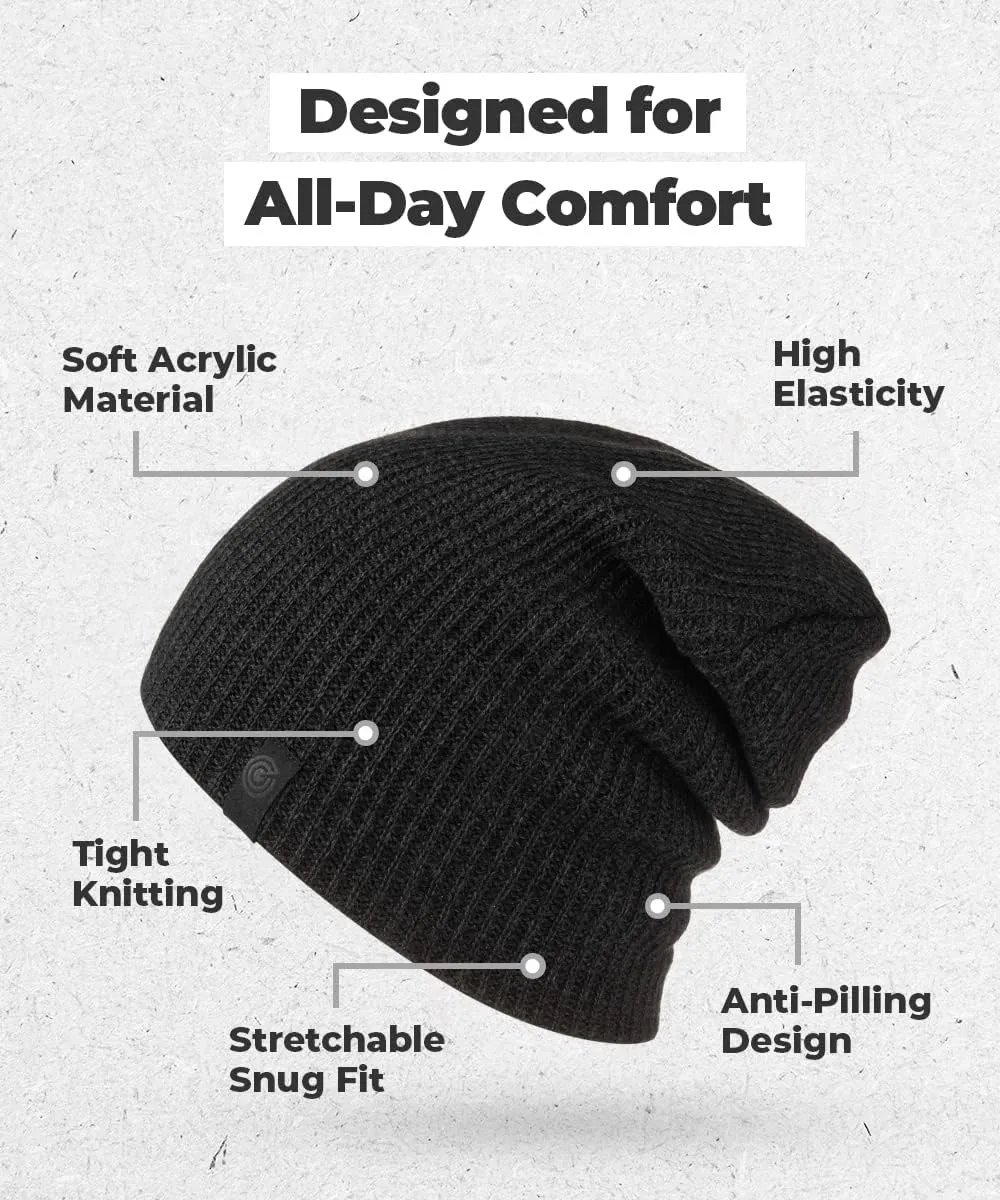 Revony Long Ribbed Beanie - Soft, Warm & Cozy - Perfect Winter Beanie for Men & Women