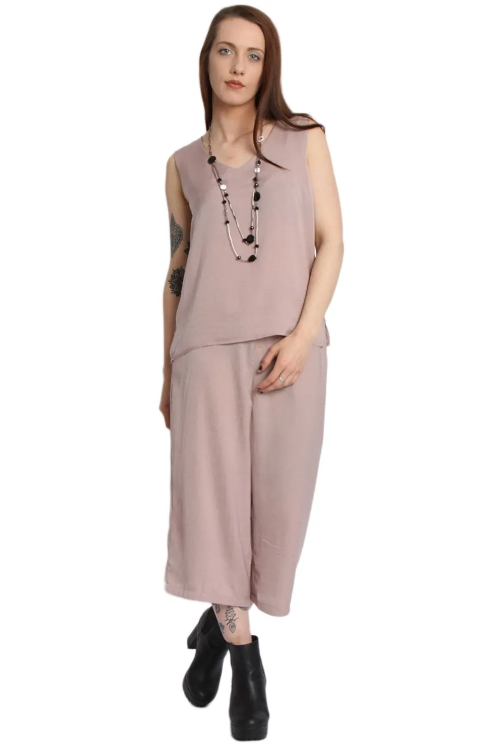 Silky Satin Culotte & Sleeveless Top Co-ord Set