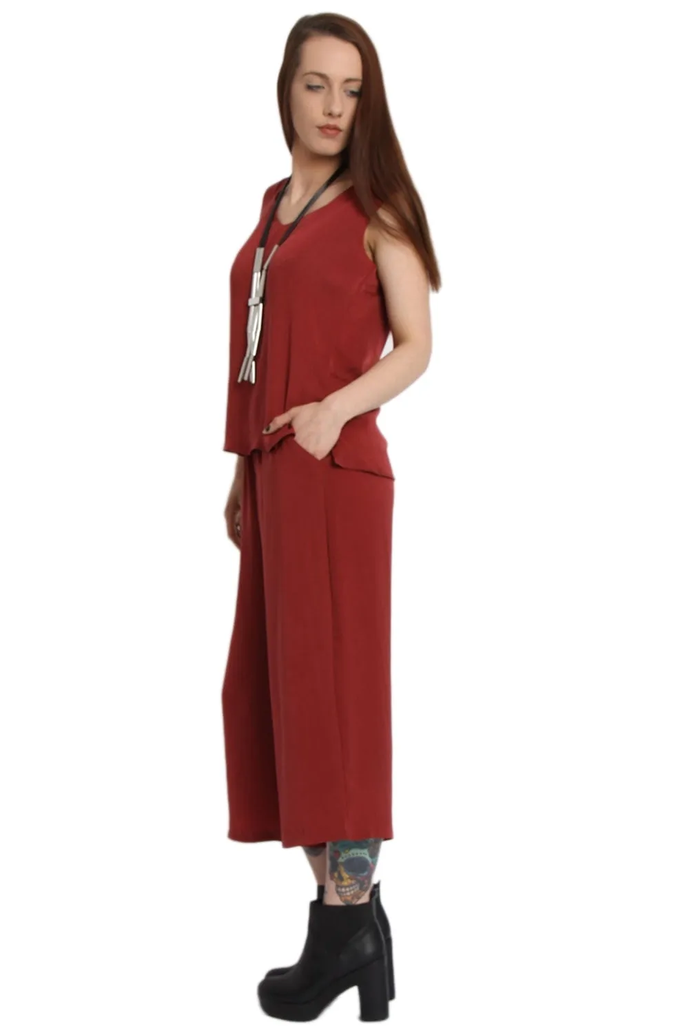 Silky Satin Culotte & Sleeveless Top Co-ord Set
