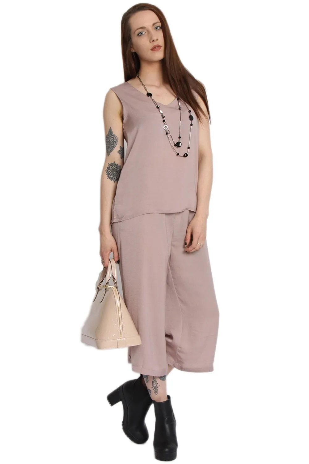 Silky Satin Culotte & Sleeveless Top Co-ord Set