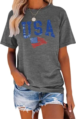 TAKEYAL Women Los Angeles Graphic T Shirts California Letter Print Short Sleeve Tee Loose Casual Tops
