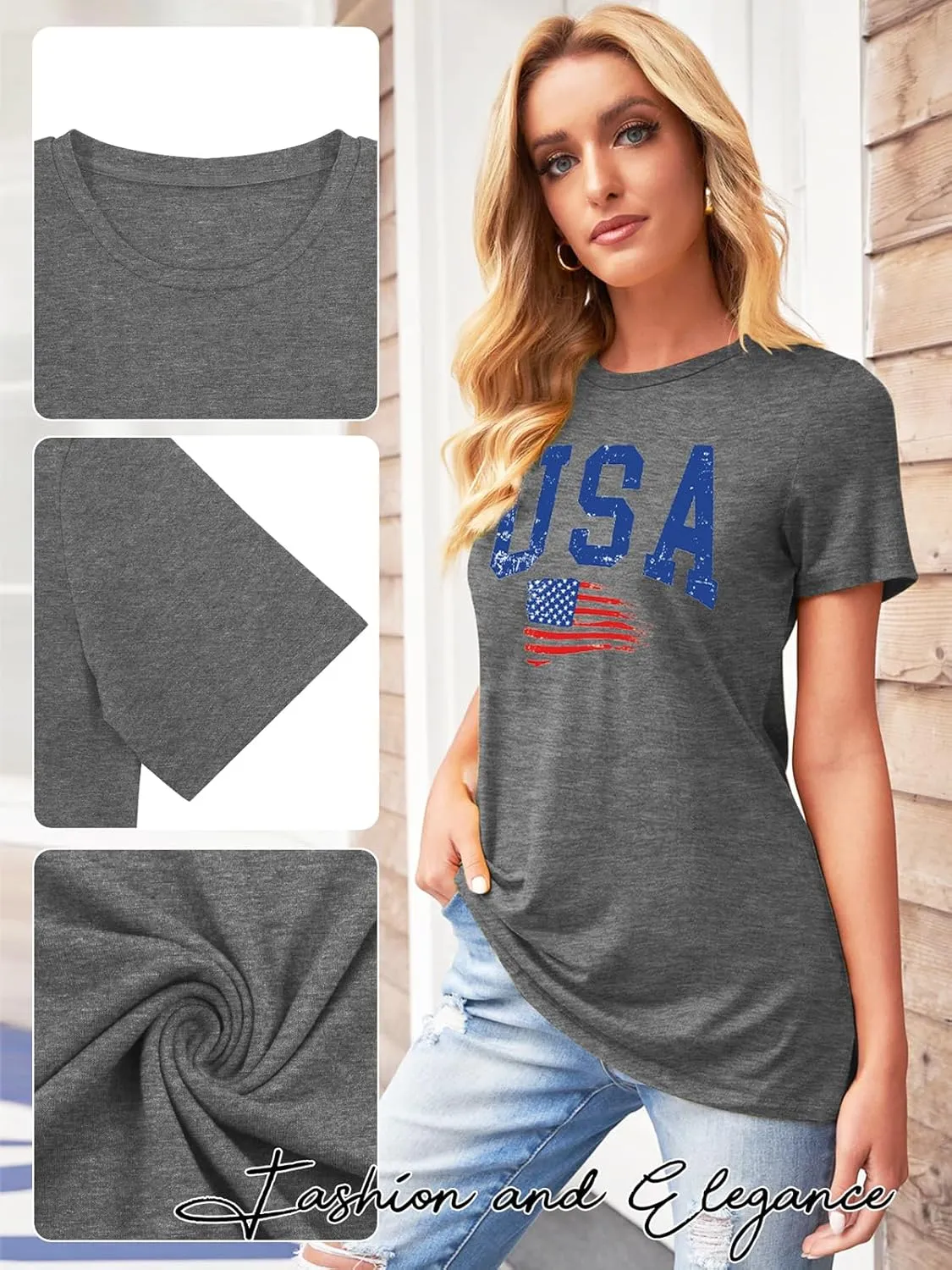 TAKEYAL Women Los Angeles Graphic T Shirts California Letter Print Short Sleeve Tee Loose Casual Tops