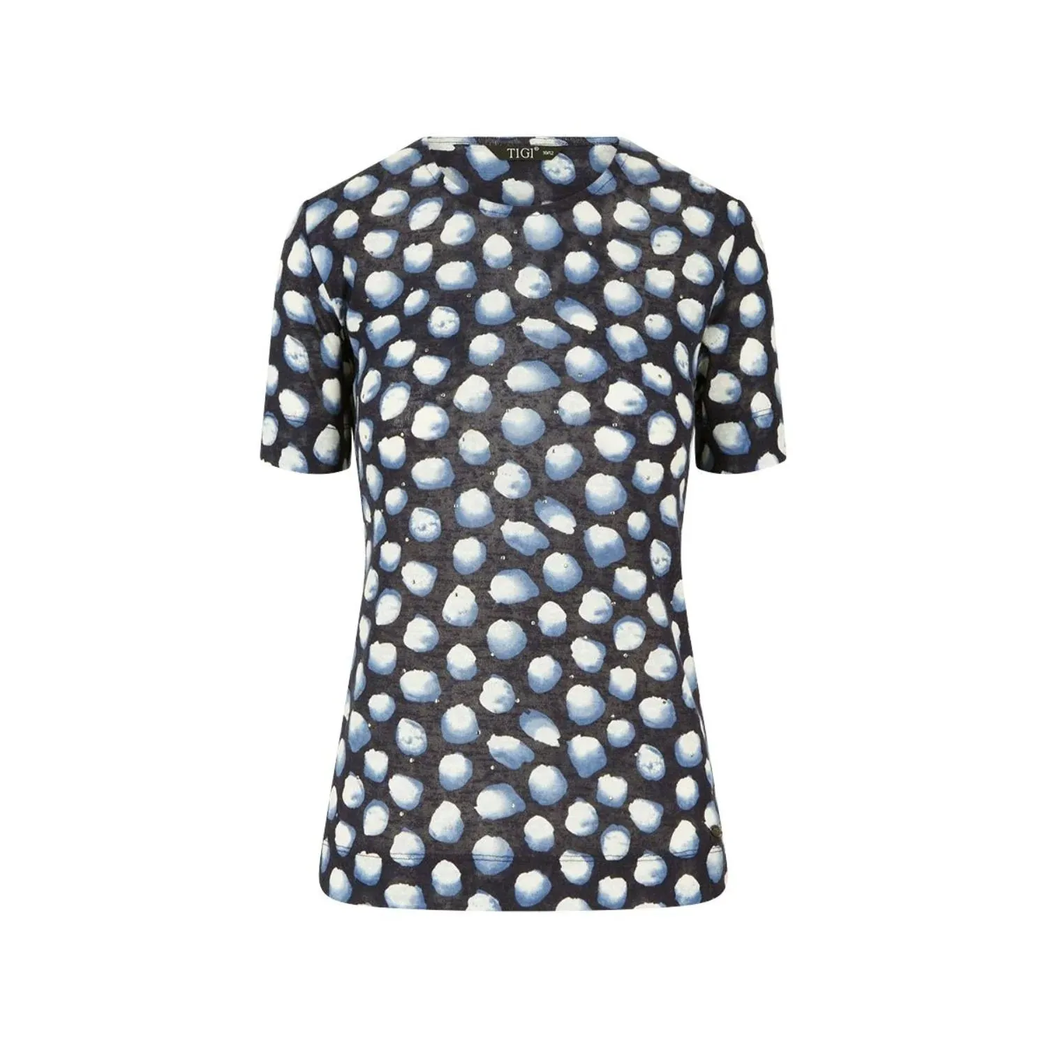 TIGI 14/16 Navy Polka Dot Top