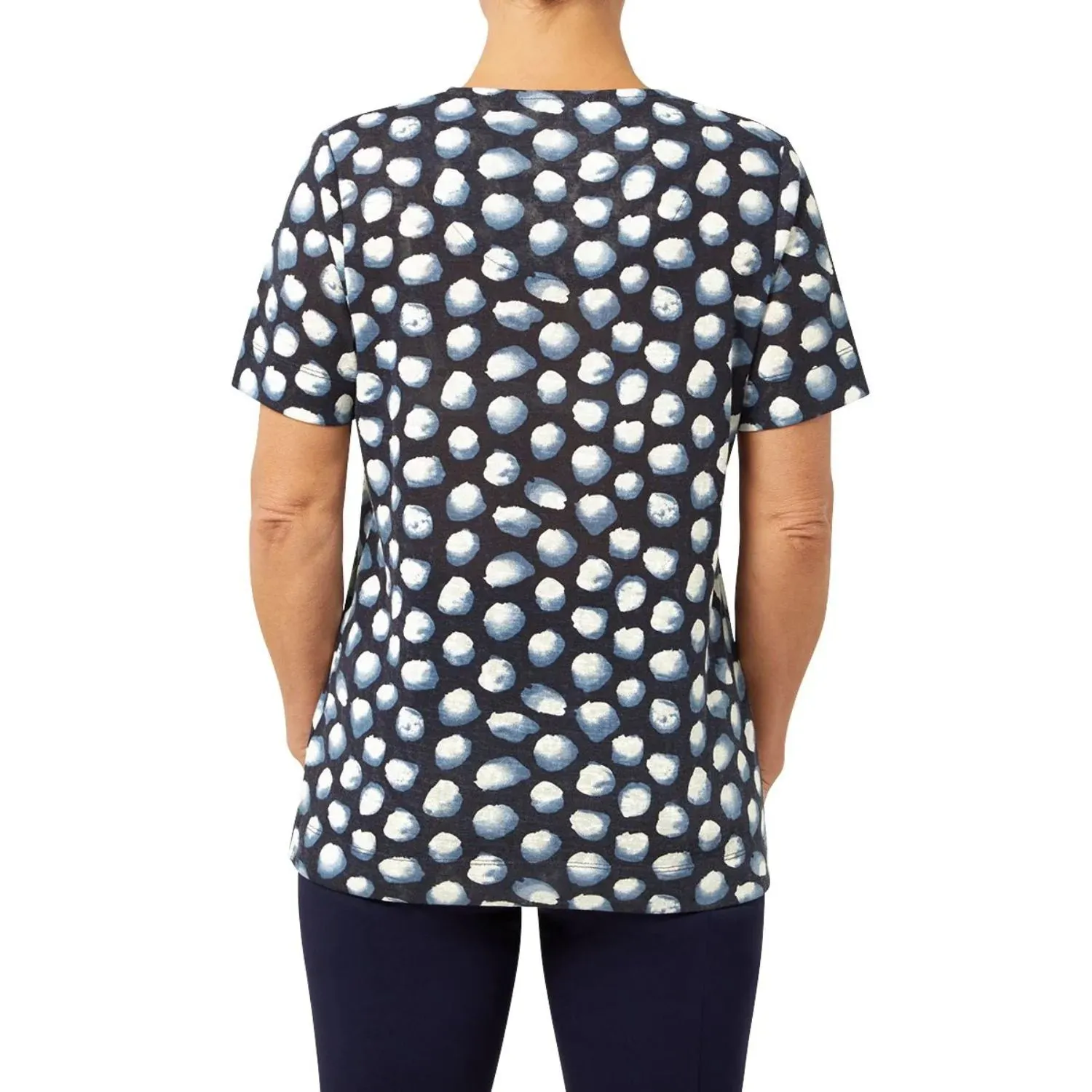 TIGI 14/16 Navy Polka Dot Top