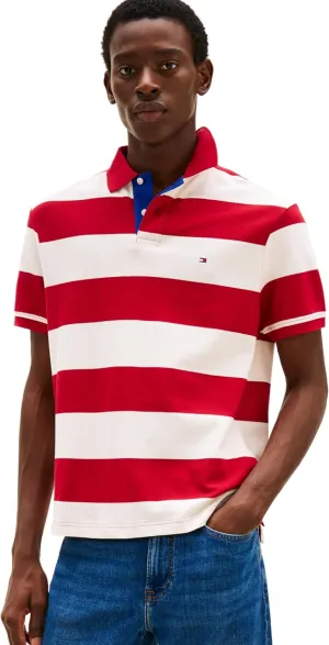 Tommy Hilfiger Men's Short Sleeve Casual Polo Shirts in Regular Fit with Rugby Stripe Designs