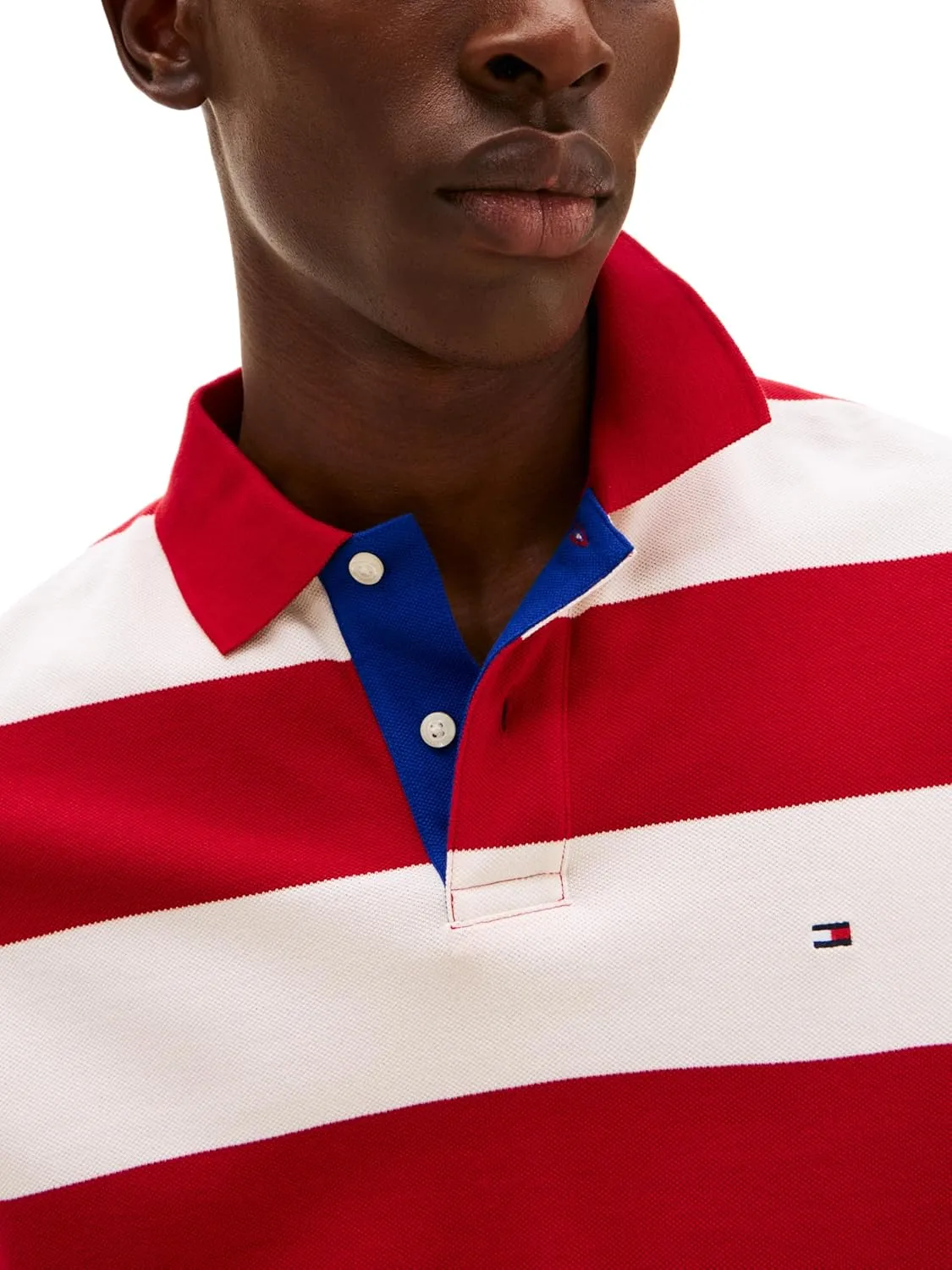 Tommy Hilfiger Men's Short Sleeve Casual Polo Shirts in Regular Fit with Rugby Stripe Designs