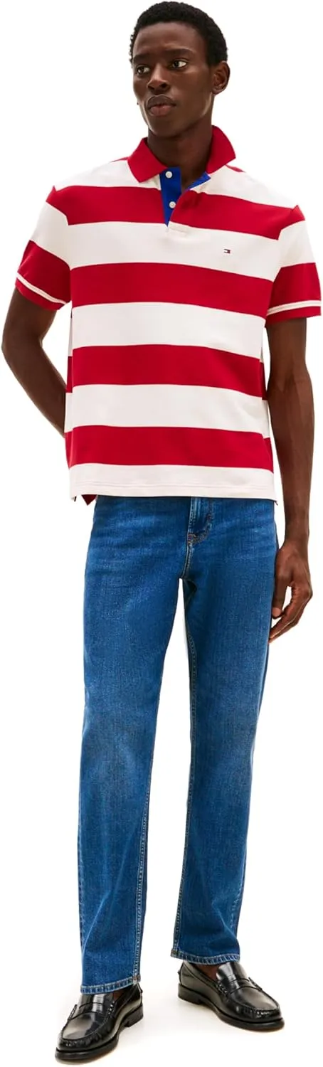 Tommy Hilfiger Men's Short Sleeve Casual Polo Shirts in Regular Fit with Rugby Stripe Designs