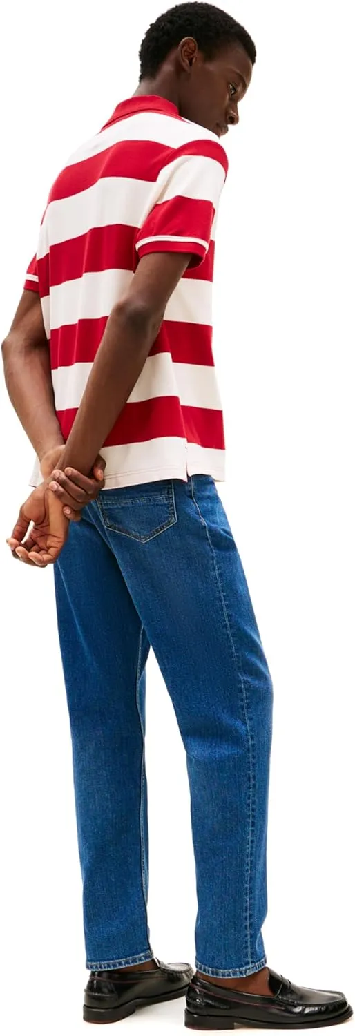 Tommy Hilfiger Men's Short Sleeve Casual Polo Shirts in Regular Fit with Rugby Stripe Designs