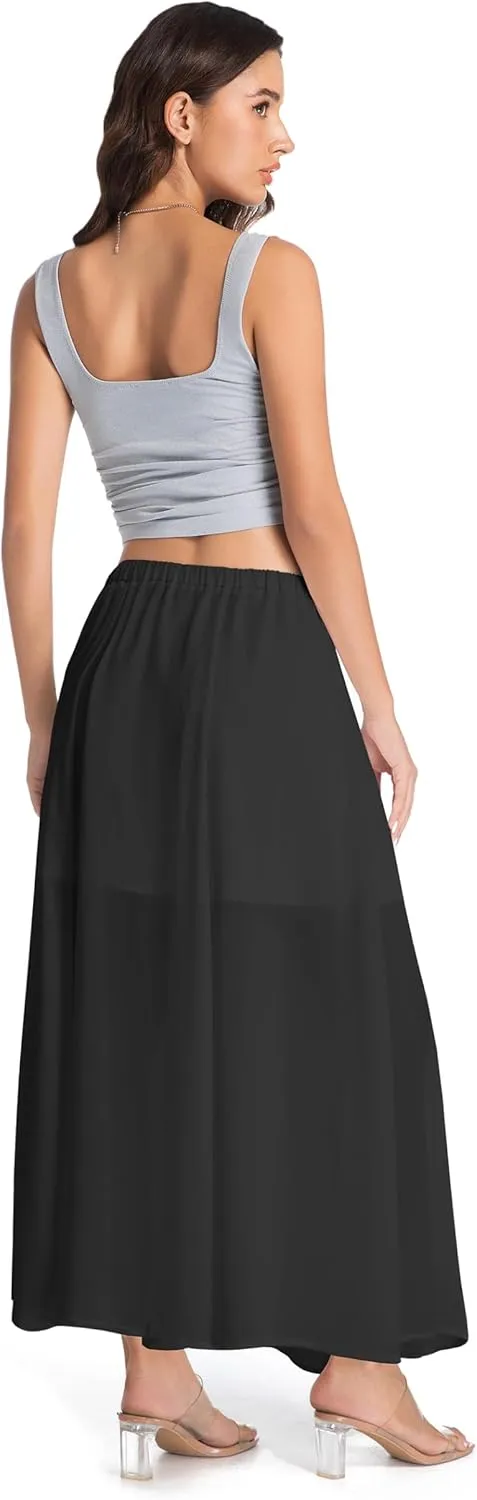 Tsher Bohemian Long Skirts Flowy High Waist A Line Long Midi Length Casual Skirt for Beach Party Holiday