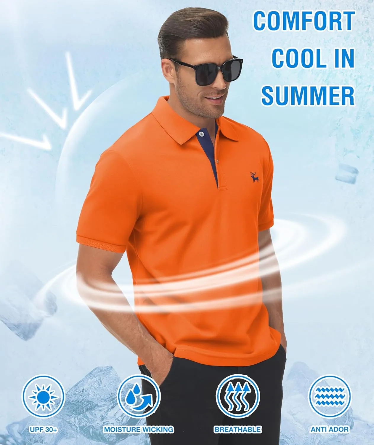 V VALANCH Polo Shirts for Men Short Sleeve Golf Polo Moisture Wicking Casual Collared Shirt Tennis Polo