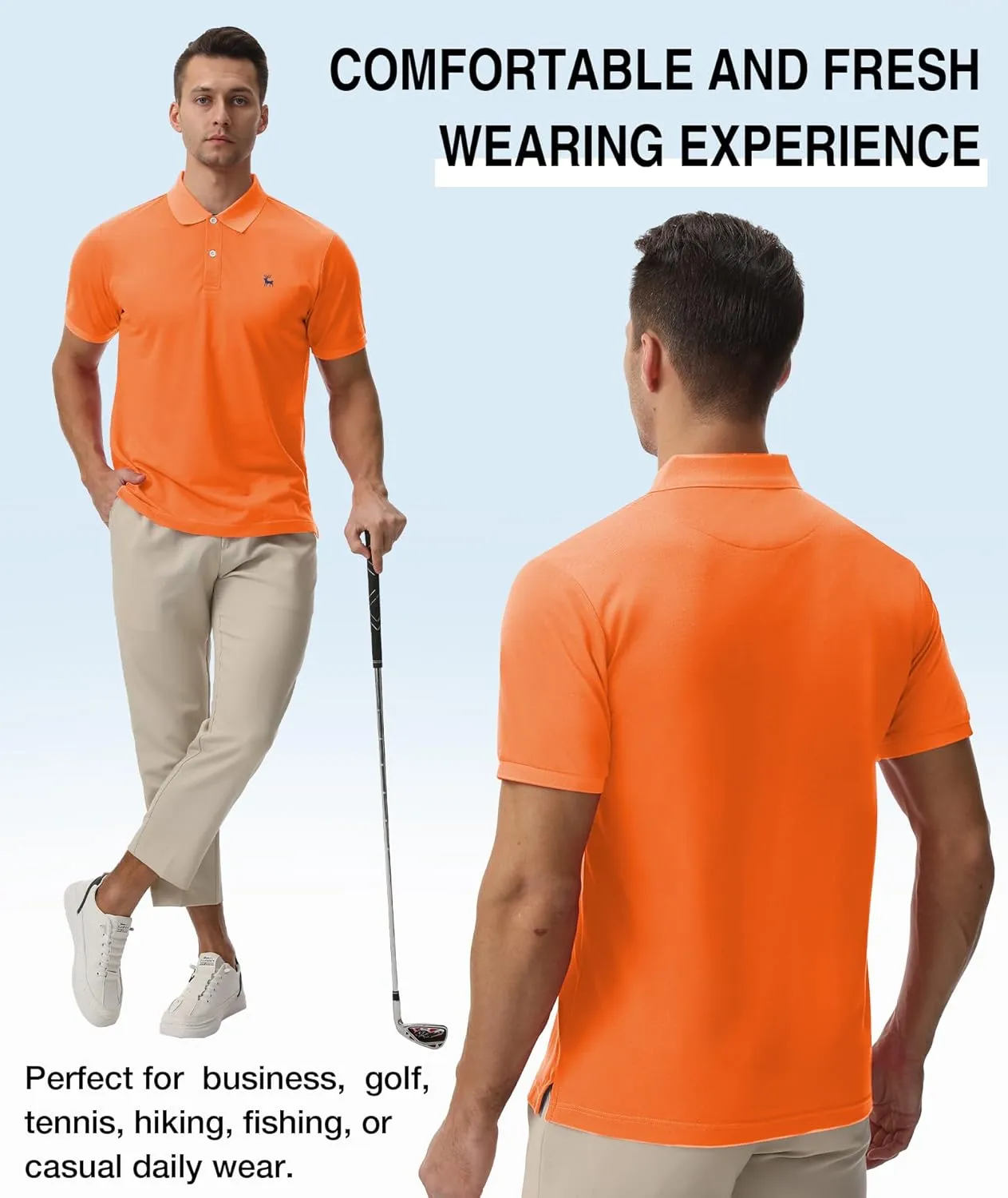 V VALANCH Polo Shirts for Men Short Sleeve Golf Polo Moisture Wicking Casual Collared Shirt Tennis Polo