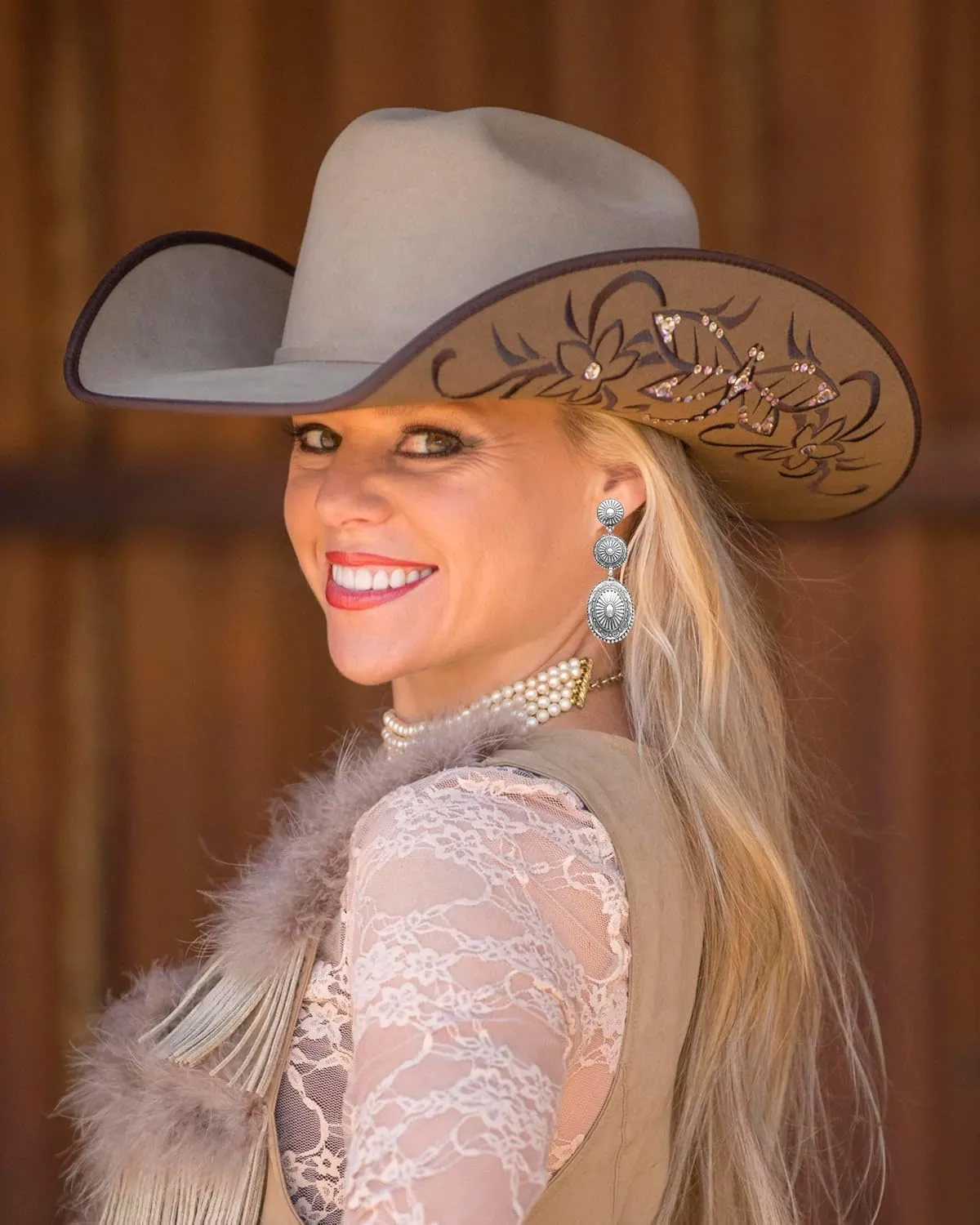 Vintage Western Earrings for Women, Silver Concho Cowgirl Earrings, Country Jewelry for Woman