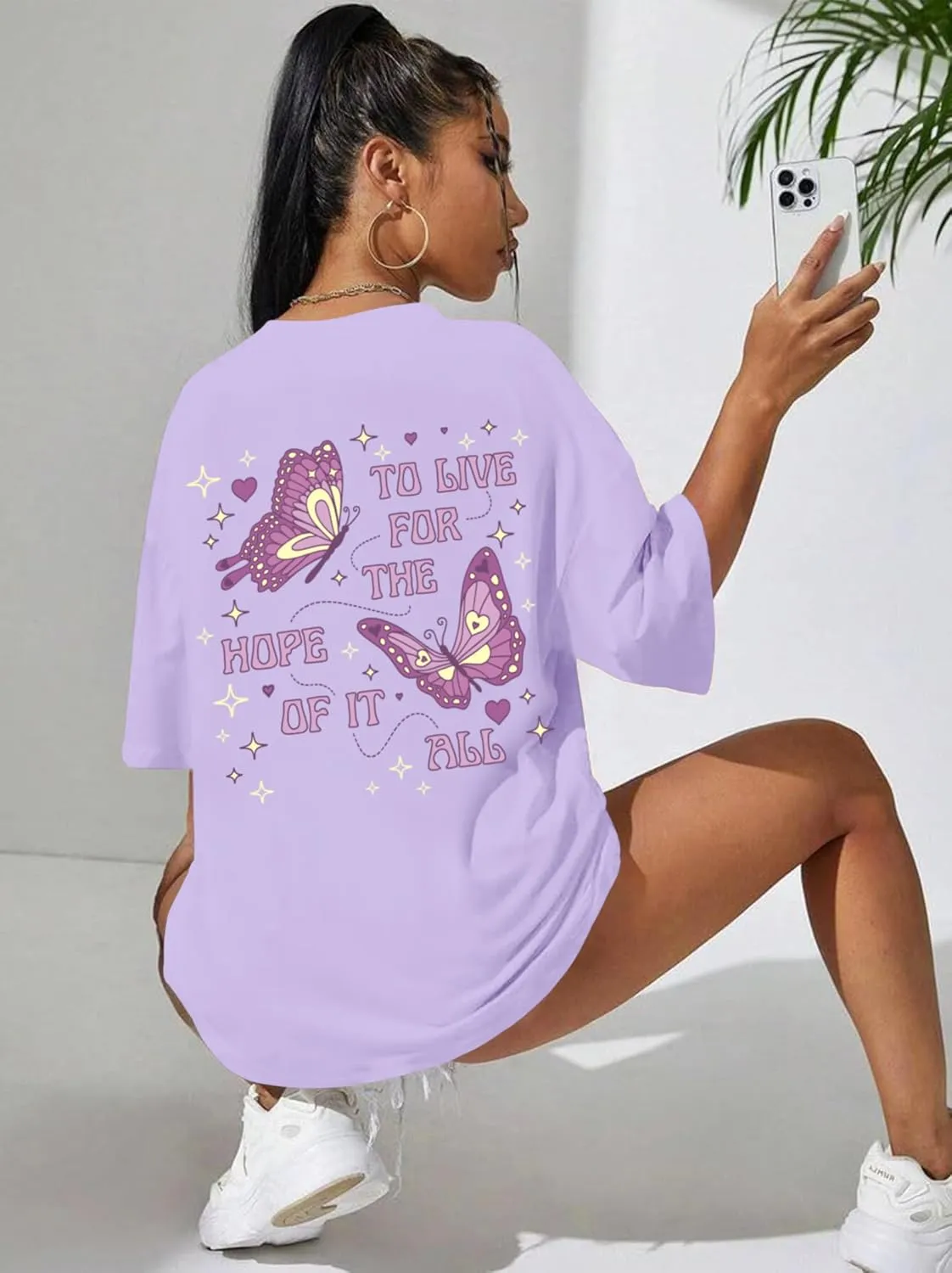 Womens Oversized Butterfly Inspirational Tshirts Positive Message Shirt Motivational Saying Aesthetic Graphic Tee Tops