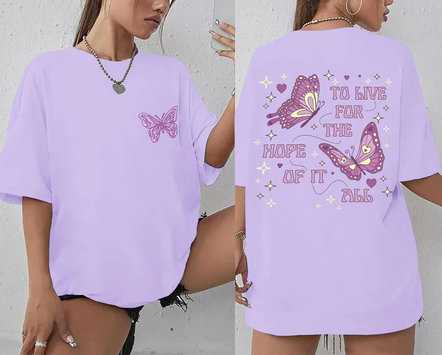 Womens Oversized Butterfly Inspirational Tshirts Positive Message Shirt Motivational Saying Aesthetic Graphic Tee Tops