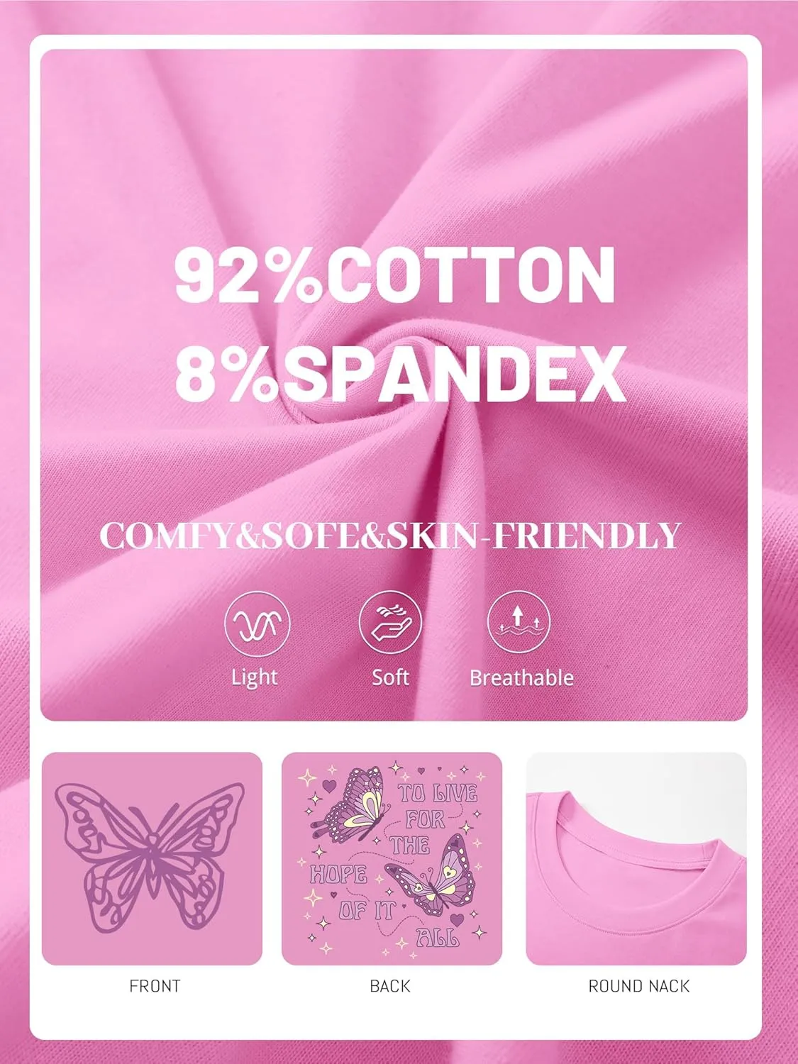 Womens Oversized Butterfly Inspirational Tshirts Positive Message Shirt Motivational Saying Aesthetic Graphic Tee Tops