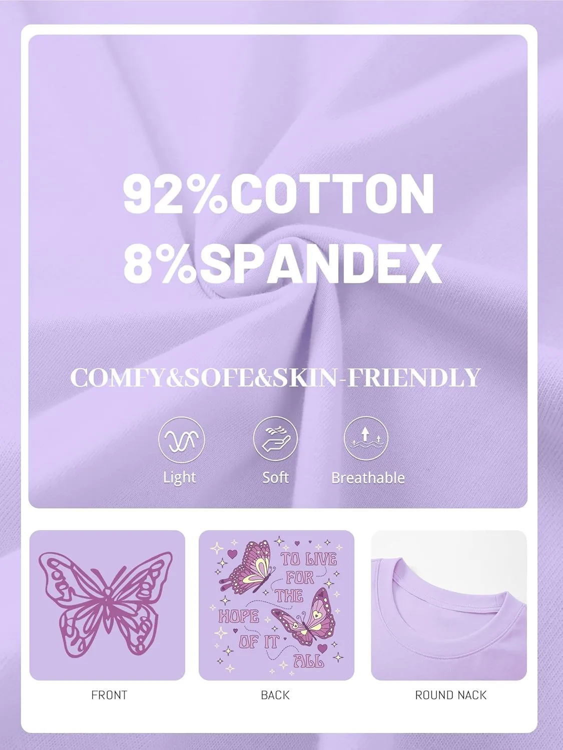 Womens Oversized Butterfly Inspirational Tshirts Positive Message Shirt Motivational Saying Aesthetic Graphic Tee Tops