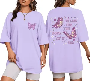 Womens Oversized Butterfly Inspirational Tshirts Positive Message Shirt Motivational Saying Aesthetic Graphic Tee Tops