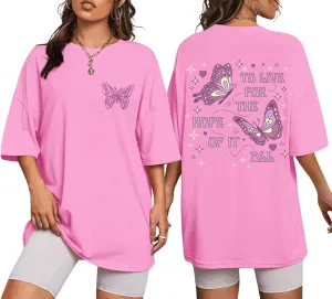 Womens Oversized Butterfly Inspirational Tshirts Positive Message Shirt Motivational Saying Aesthetic Graphic Tee Tops