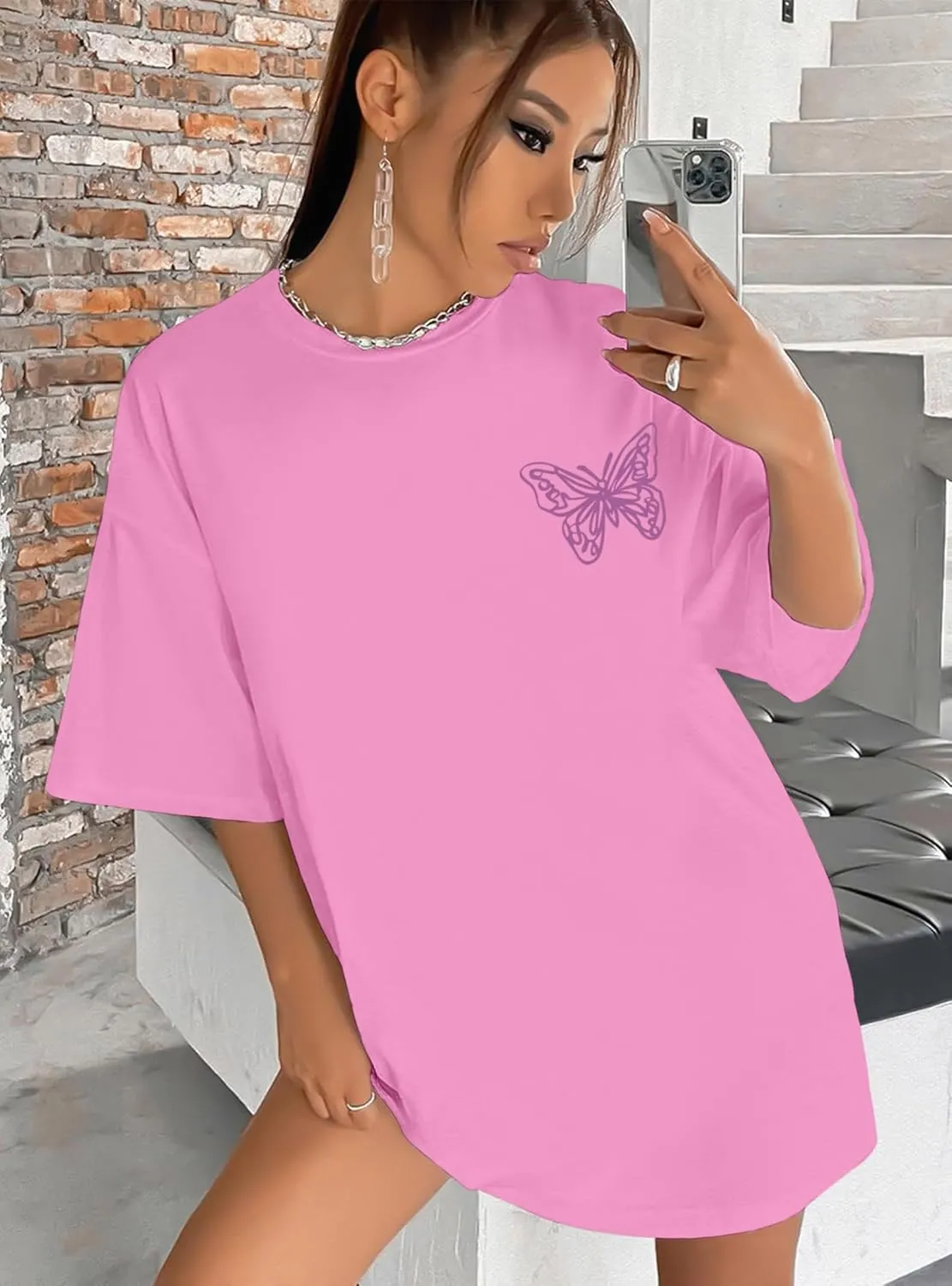 Womens Oversized Butterfly Inspirational Tshirts Positive Message Shirt Motivational Saying Aesthetic Graphic Tee Tops